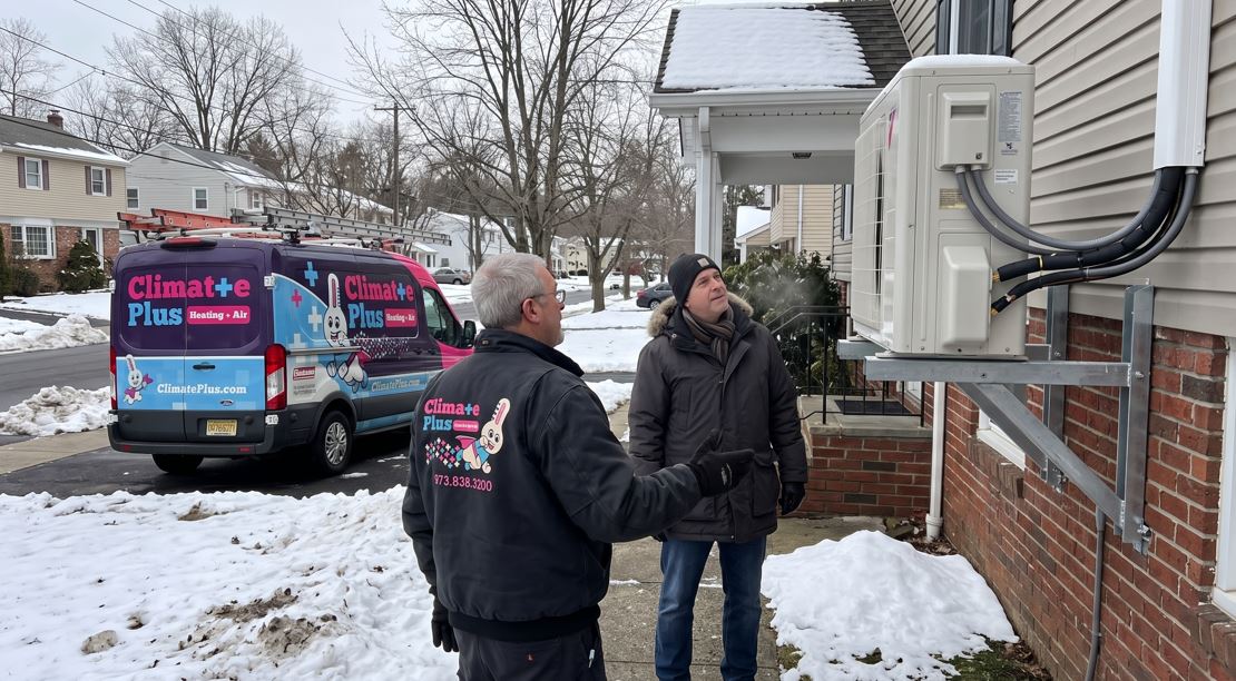 Climate Plus Tech Showing Homeowner Cold Weather Heat Pump Install In North Jersey