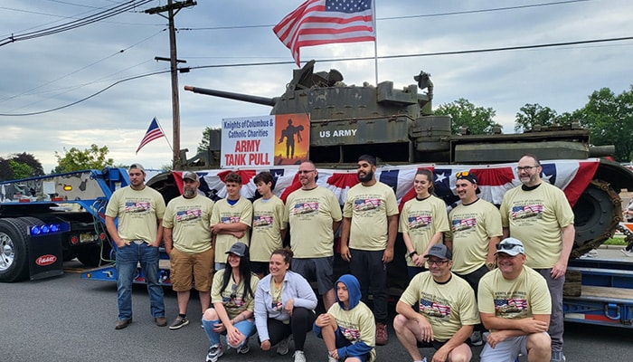 Tank pulling event for Catholic Charities